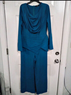 Chick me Blue Draped Neck Jumpsuit